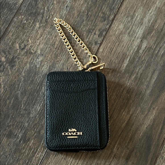 Coach Accessories - Coach Black Card Holder with Gold Chain